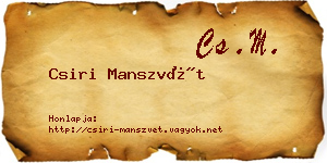 Csiri Manszvét névjegykártya